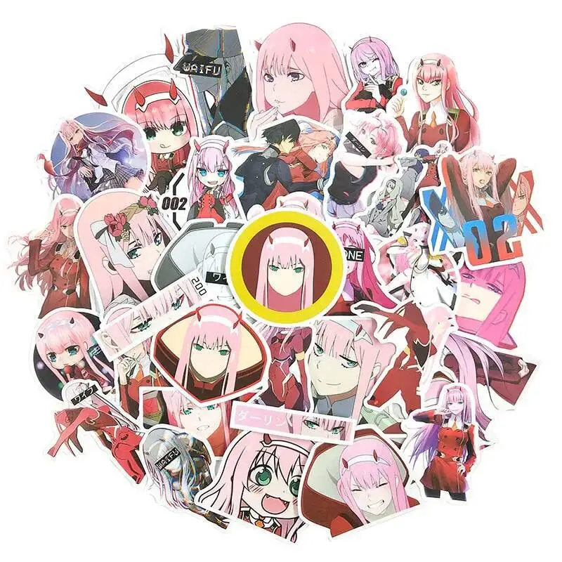 The 50Pcs/set In Anime DARLING FRANXX Stickers For Motorcycle Luggage Laptop Refrigerator Skateboard Bicycle Guitar Toys Sticker