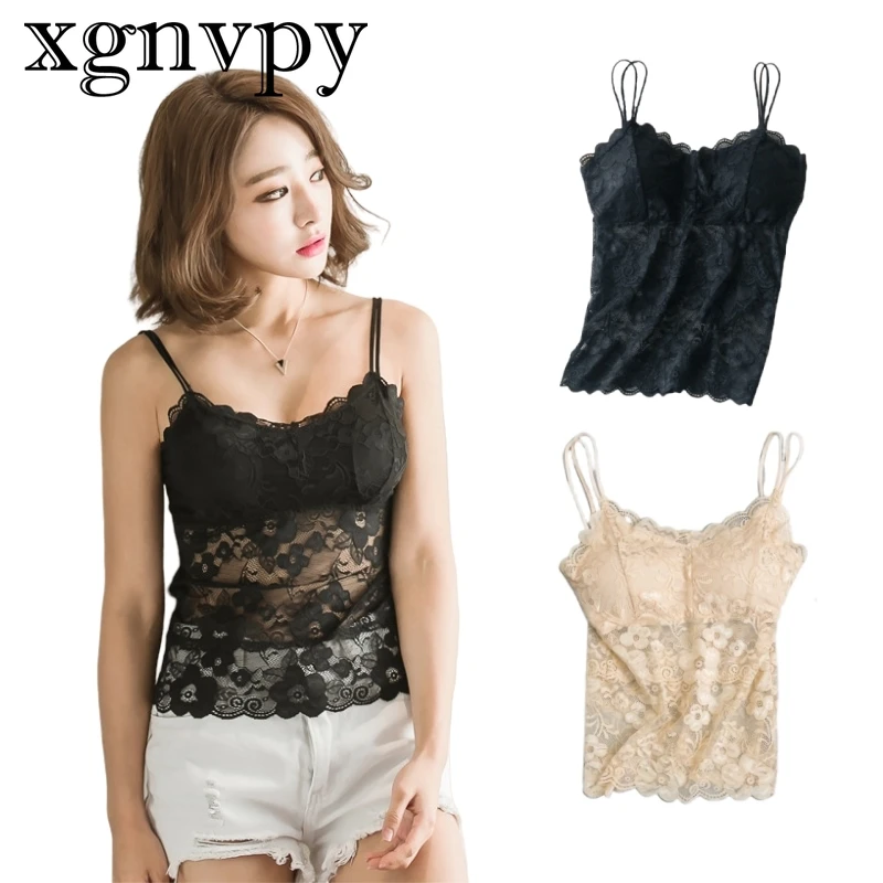 Xgnvpy Large Size Lace with Chest Pad To Cover The Chest Long and Fat To Increase The Anti-slip Bottom Halter Vest Wrap Girl