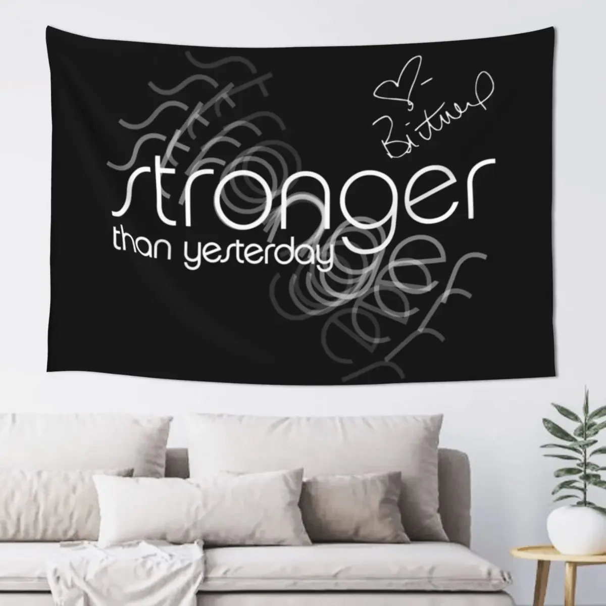 Stronger than yesterday - Britney Spears signature and Stronger logo Tapestry Bedrooms Decorations Room Decorations Tapestry