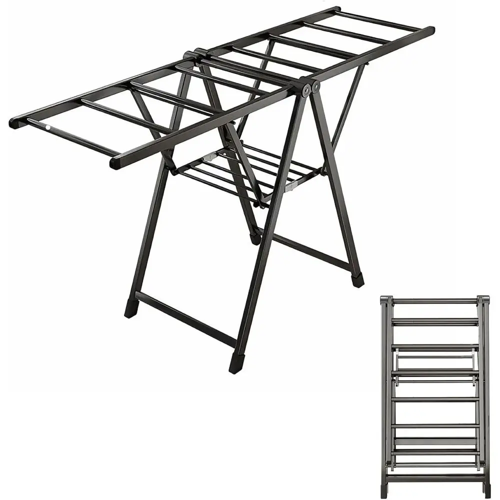 

Adjustable 2-Tier Folding Laundry Drying Rack for Clothes, Towels, and Linens