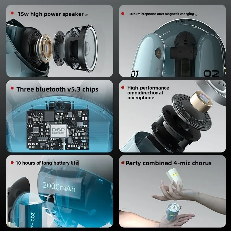 SONGX 음식 소리 비스트 K 노래 오디오 블루투스 스피커 무선 미니 가족 KTV 노래 마이크 야외 휴대용