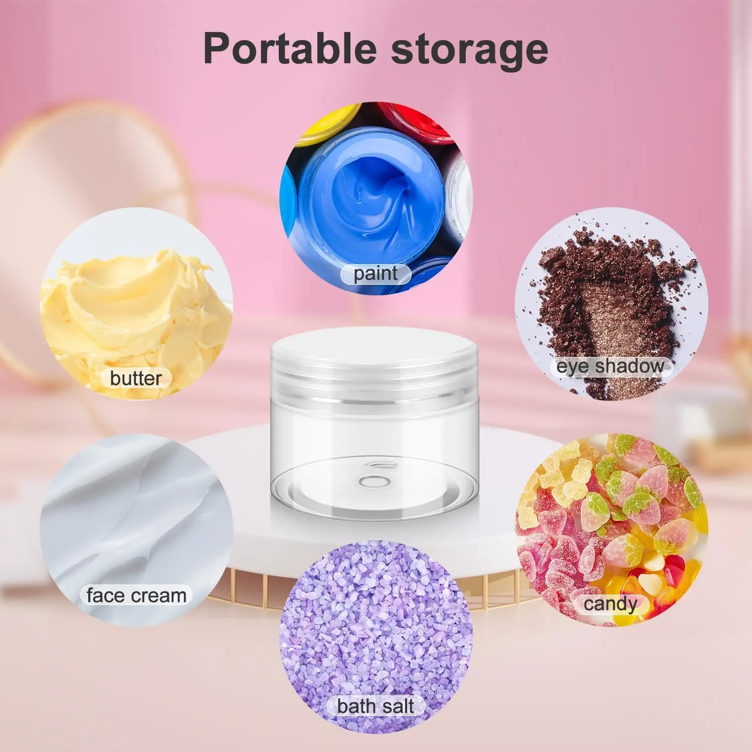 25pcs Plastic Cosmetic Containers Clear Face Cream lip balms Pots Empty Nails Powder Storage Container for Lotion Lip Balm.