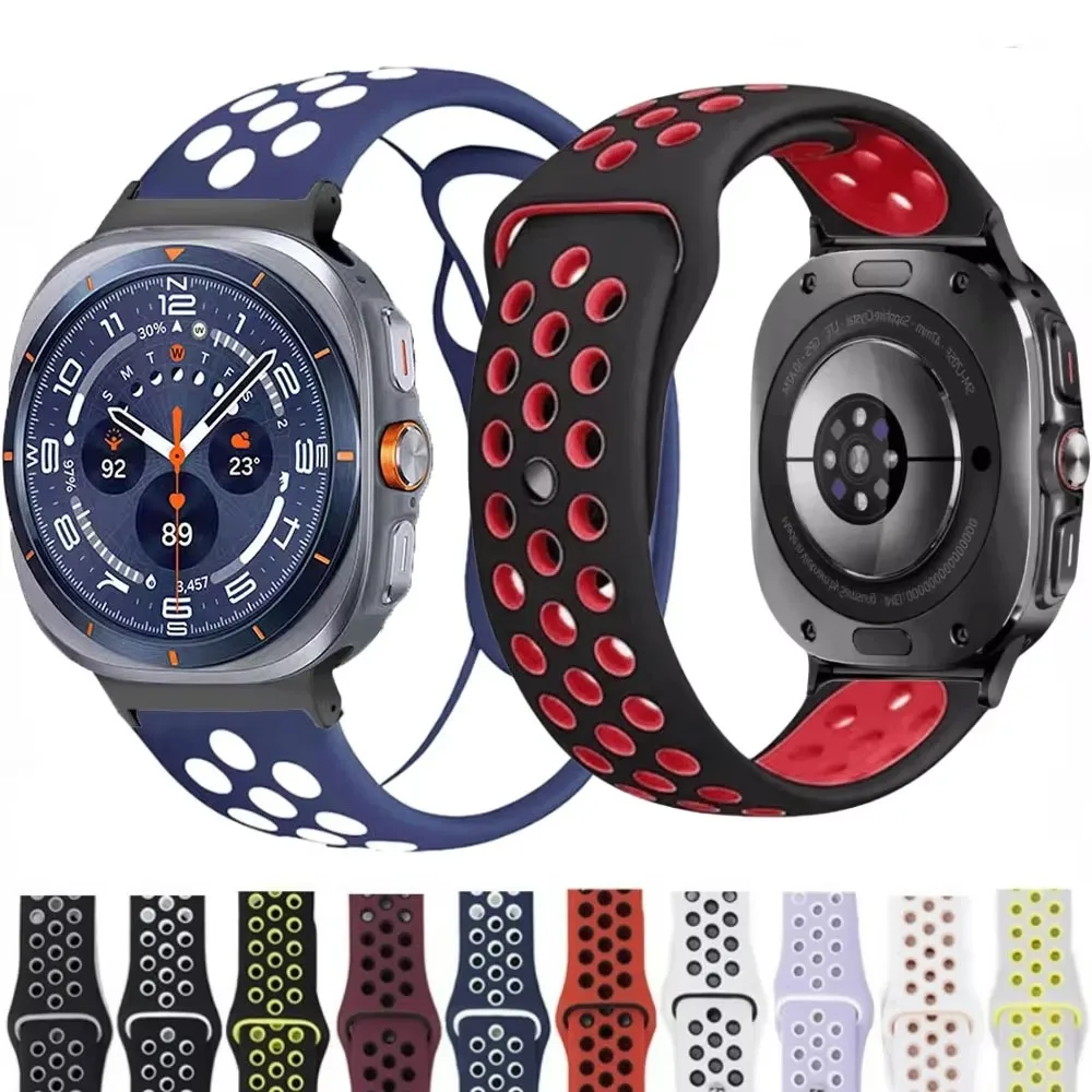 

Two-color Silicone Watch strap for Samsung Galaxy Watch Ultra 2025 Breathable Sports watch strap for Galaxy Watch 8-7 Ultra 47mm