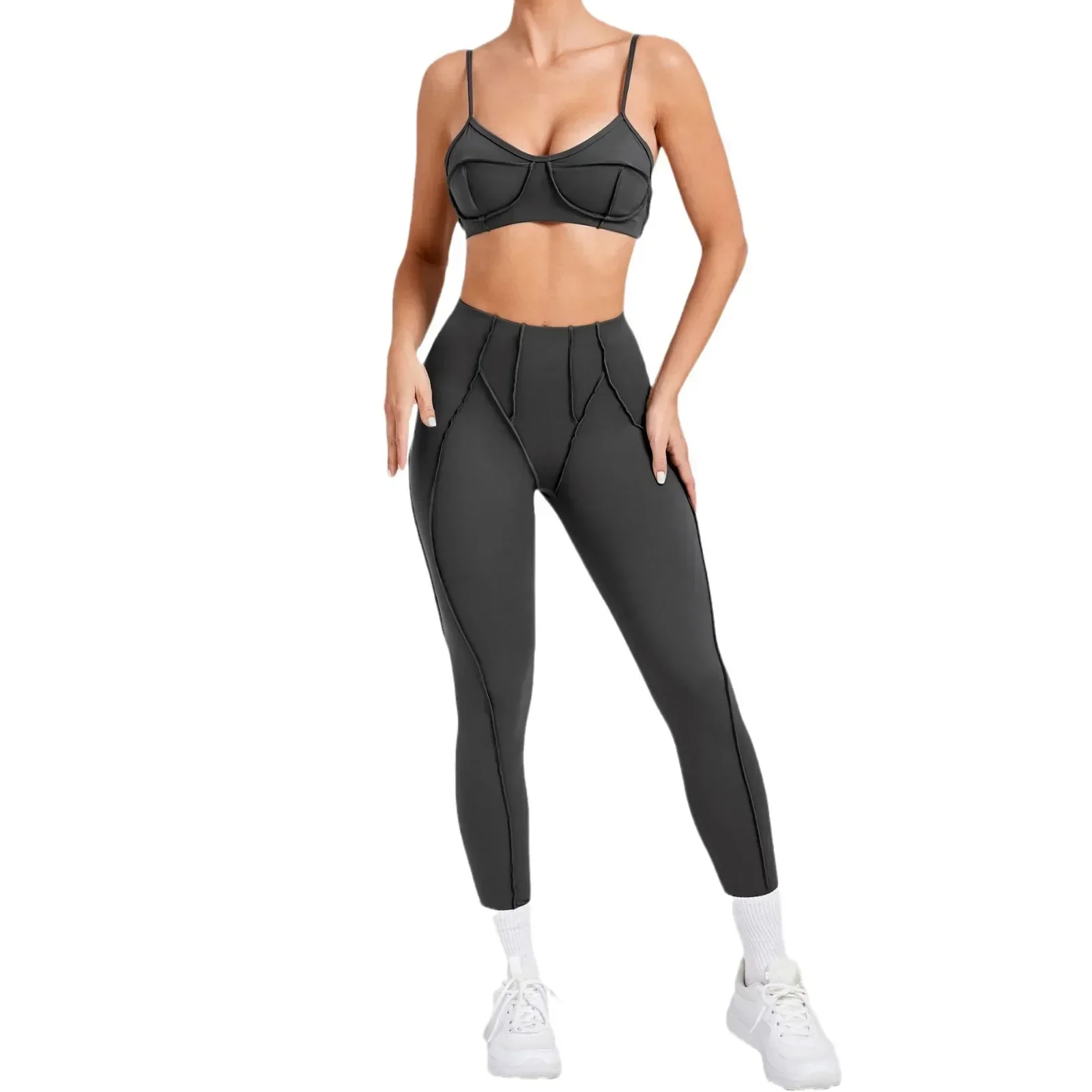 Seamless Yoga Sets Sports Fitness High Waist Hip-lifting Shapeing Trousers Backless Bra Suit Workout Gym Leggings Sets for Women image 6