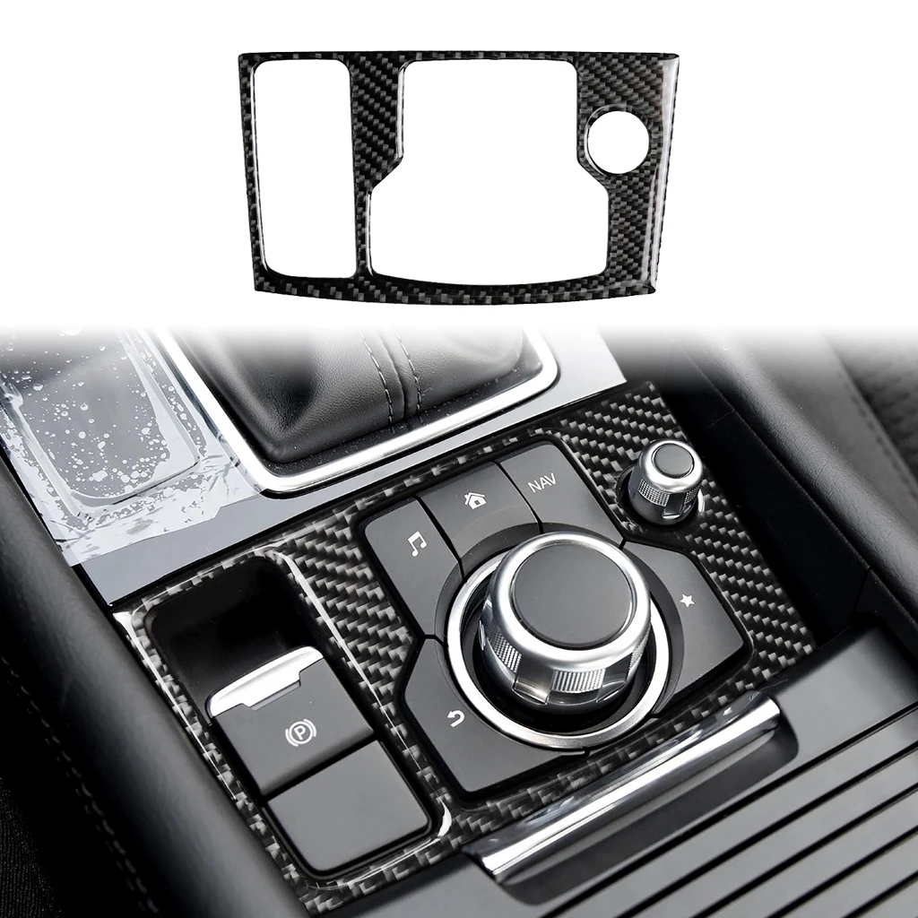 Interior Centre Console Multimedia Button Cover Decorative Sticker Carbon Fibre Styling for Mazda Mazda 3 Axela 2017 2018 LHD