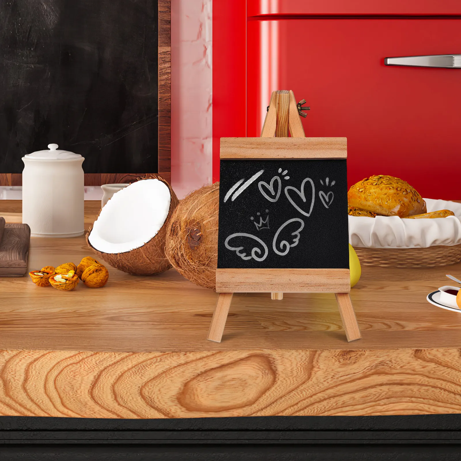

Small Wooden Chalkboard Sign with Easel Stand Tabletop Chalk Board for Cafe Bakery Buffet Food Display Gift Valentine Day