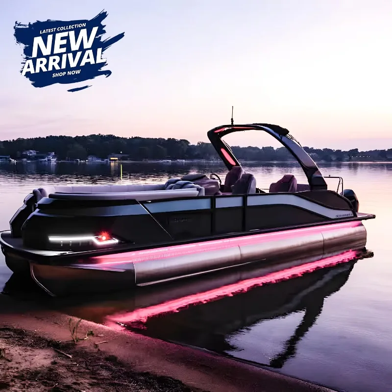 Customized 2026 Factory Direct 22ft Pontoon Boat Sport Series CE Certified Aluminum Luxury Yacht with Motor and Fishing Options