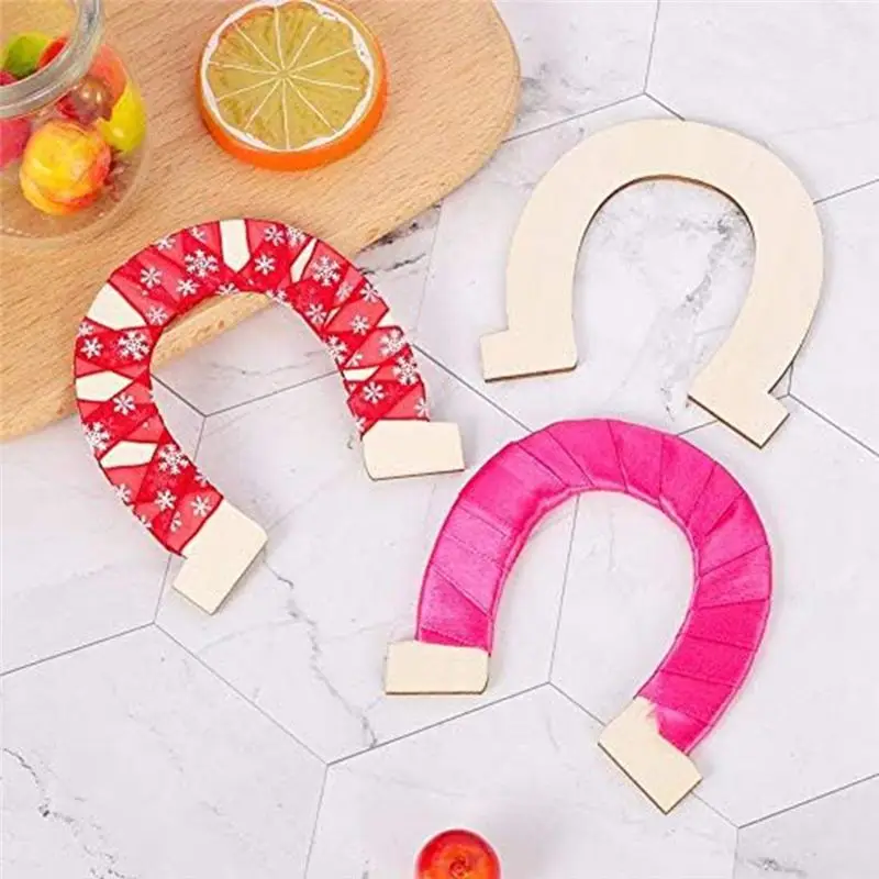 DTA4 48 PCS Unfinished Wood Horseshoe Cutouts for DIY Crafts, Wooden Decorations for Party Wedding Birthday, Smooth Surface