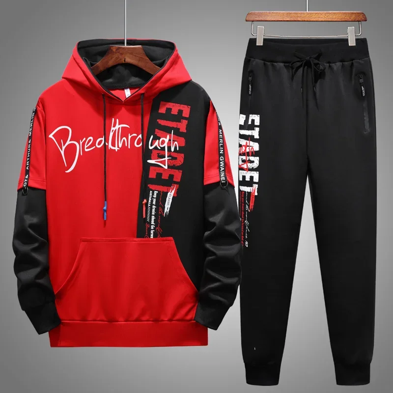 Hip Hop Men Tracksuit Fashion Hoodie and Sweatpants Two Piece Set Male Streetwear Outfit Set Mens Set Trendy Sports Suit