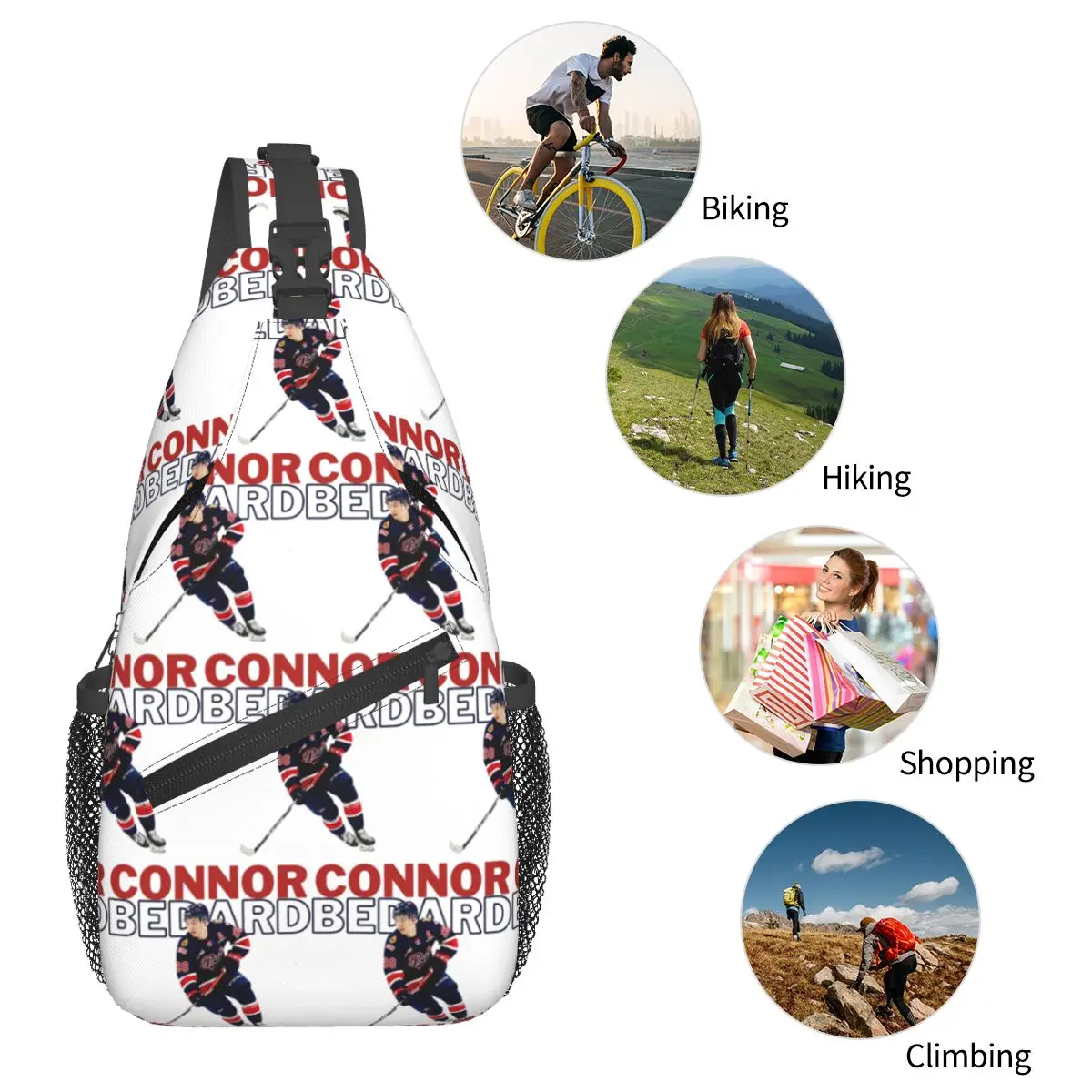 كونور ماك ديفيد 97 لإدمونتون أويلرز المشجعين حقيبة صدر للرجال الرجال الرافعة حقيبة ظهر كروسبودي حقيبة صدر للرجال المشي لمسافات طويلة Daypack حقيبة كتف