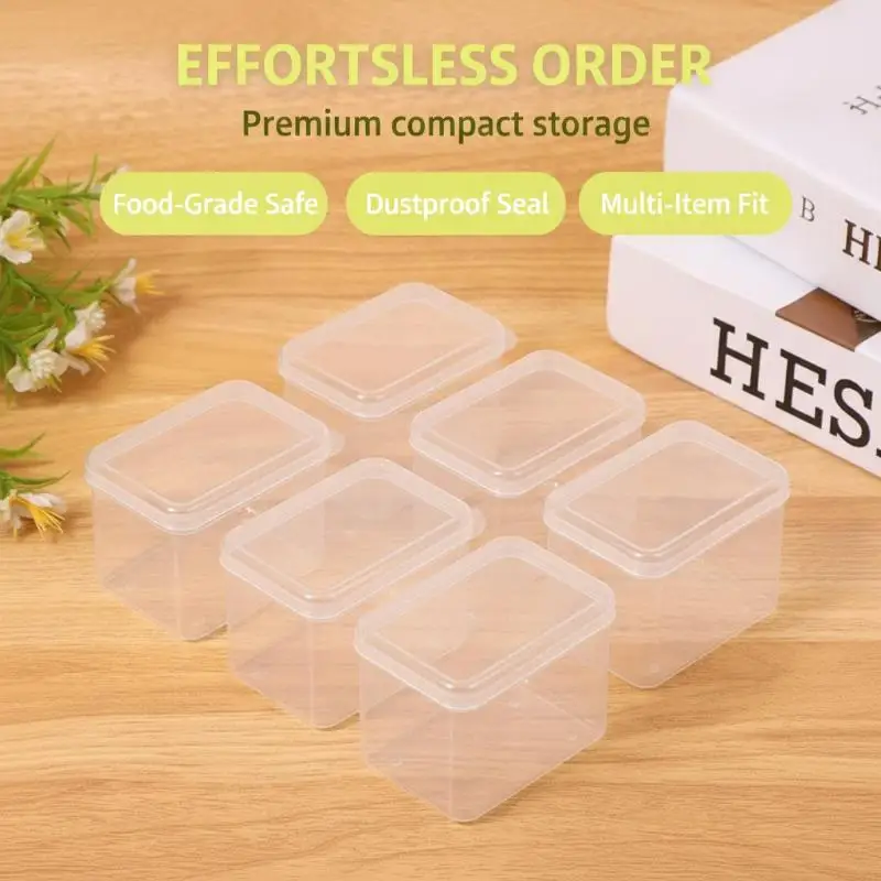 6 Pcs Clear Plastic Storage Boxes, Transparent Organizer Containers For Home, Office & Kitchen Small Items
