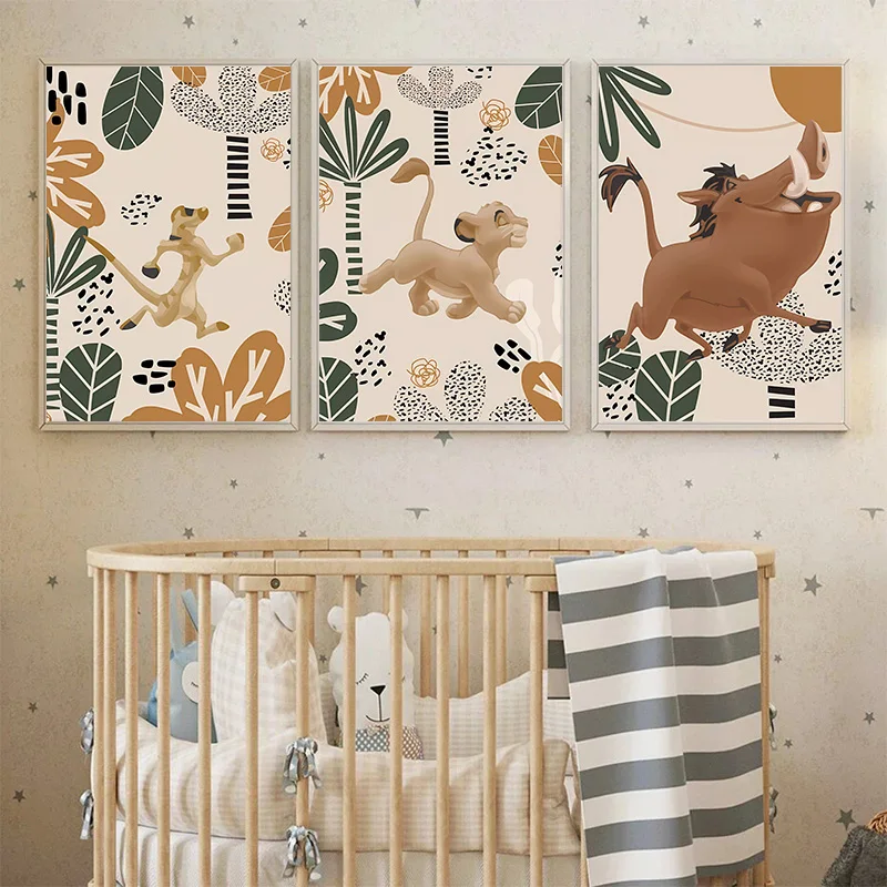 Kid Lion King Boho Poster und Drucke Film Tier Safari Gepard Leinwand Gemälde Kinderzimmer Babyzimmer Home Decor
