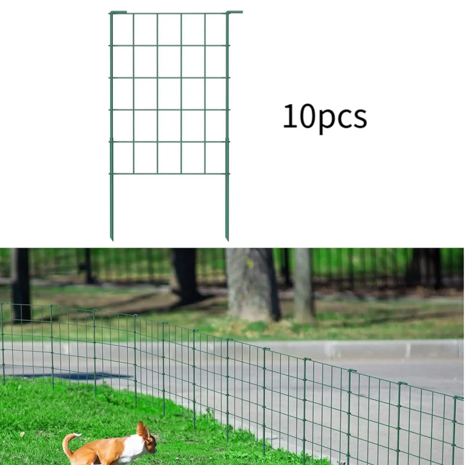 

10-компонентный садовый забор, барьер для животных, практичный декоративный забор для собак с наземными кольями, проволочная рамка для крыльца на заднем дворе