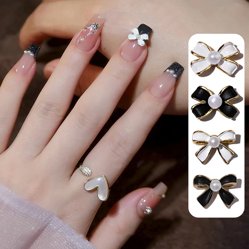 5/10 Pcs Retro Simple Mini Bow Charm Three-dimensional Nail Decoration Inlaid Bow Alloy Nail Rhinestone Decoration Nail Art