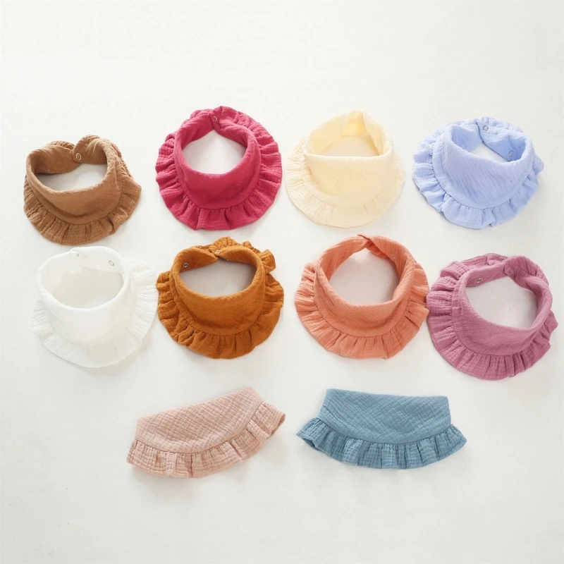 New Cotton Gauze Baby Bib Solid Color Ruffle Infants Saliva Towel Newborns Burp Cloth Baby Drooling Feeding Bibs Baby Stuff