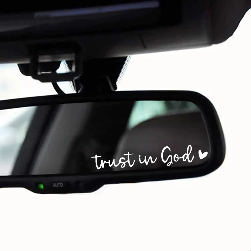 Trust in God Cute Heart Car Rear View Mirror Sticker Decal Faith Bible Verse Christian Church Religiou Auto Vehicle Bumper Decor