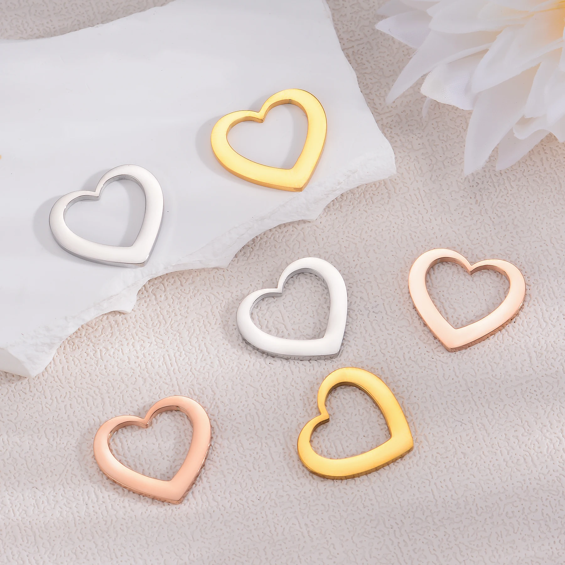 

10Pcs Wholesale Heart Charms DIY Bracelet Necklace Pendant Stainless Steel Accessories Handmade Making Supplies