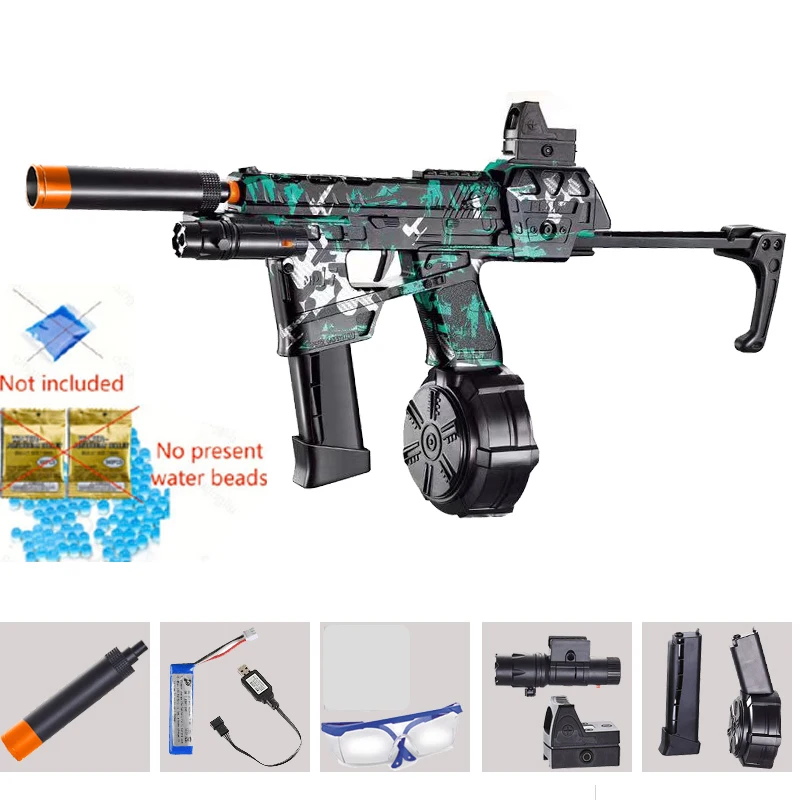 New Mp17 Camouflage Skin Can Launch Gel Ball Toy Gun with 7.4V Battery High Quick Release Outdoor Toy Team Interactive New Gift