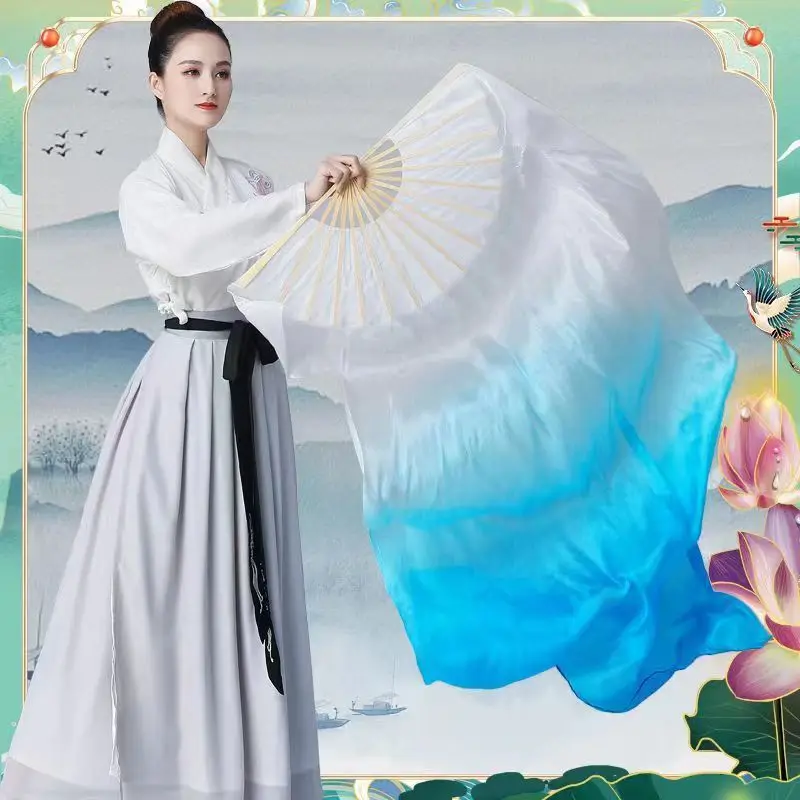 Buikdans Gradiënt Fan Voor Vrouw Imiteren Zijden Sluiers Opvouwbare Fan Danser Praktijk Rekwisieten Stage Performance Party Accessoires