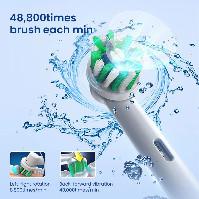 Oral B-Pro 4 Toothbrush Ultra Elétrica, 3D Acústico Onda, Escova de Dente Inteligente, 2 Min Timer, 30s Lembrete, 4 Modos, 3 Cabeças Escova