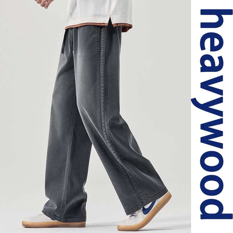 Celana Jeans Pria Klasik Model Longgar Terbaru 2025, Celana Kasual Lurus dengan Pinggang Elastis Nyaman, Celana Denim Remaja untuk Musim Gugur