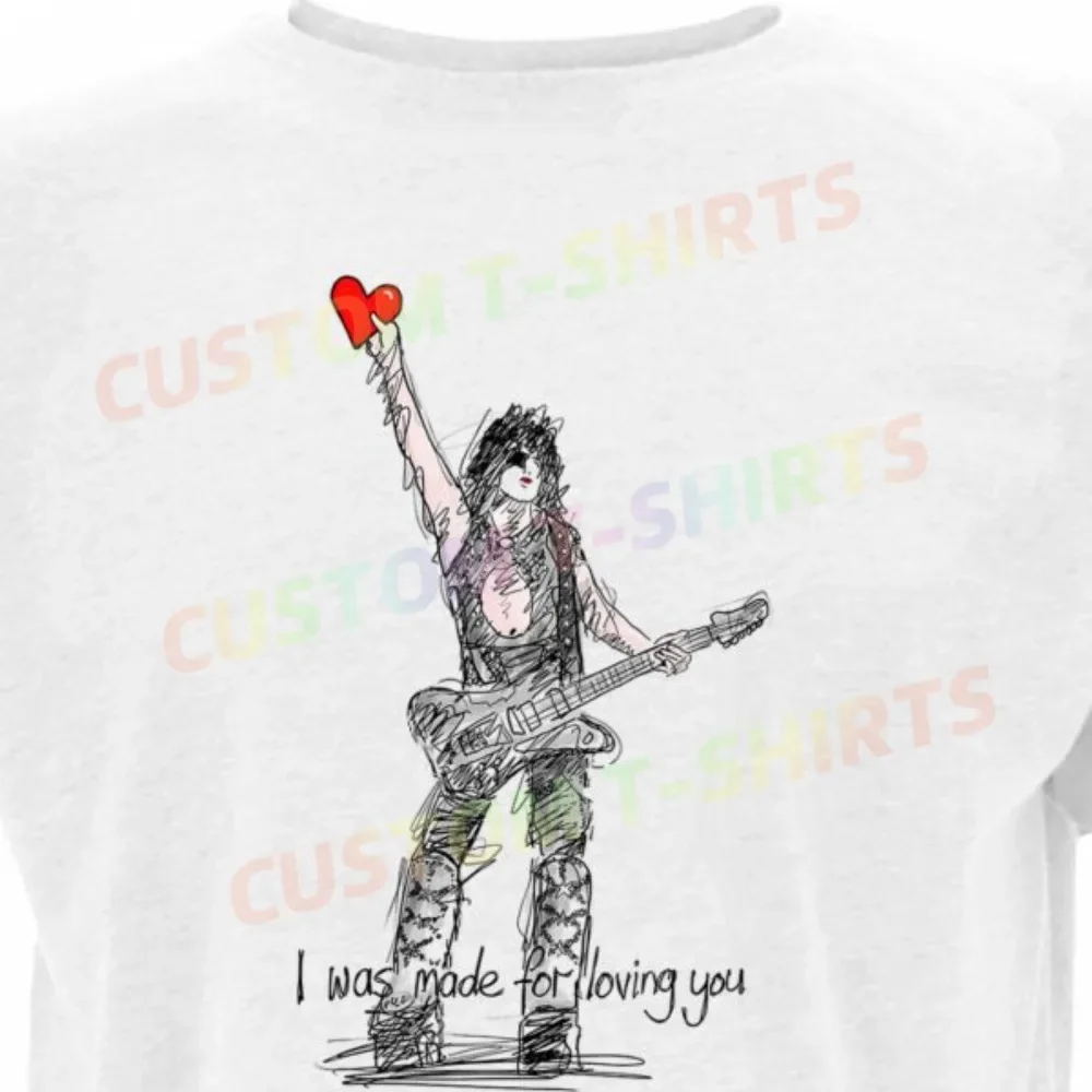 

82 172_Paul_Stanley_–_Kiss_–_I_was_made_for_loving_youFans' comic-style hand-drawn pattern T-shirts for both men and women in su