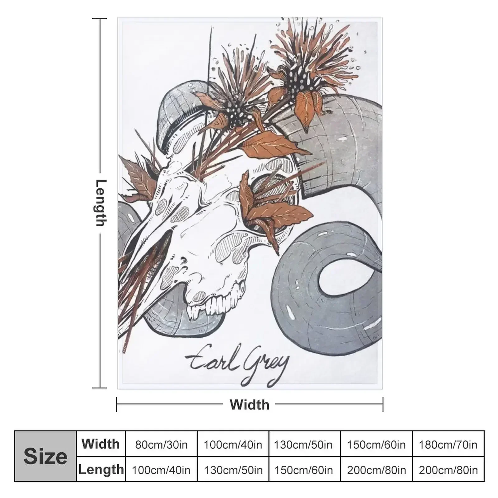 MorbidiTea - Earl Grey with Ram Skull Throw Blanket couch cozy soft plush fuzzy picnic outdoor blanket