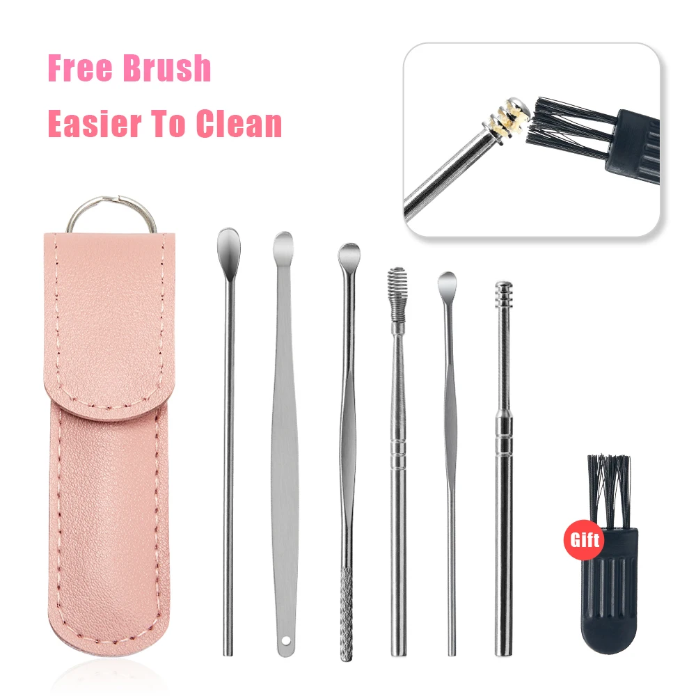 6PCS Ear Cleaner Wax Removal Tool Earpick Sticks Earwax Remover Curette Ear Pick Cleaning Ear Cleanser Spoon Health Care Earpick