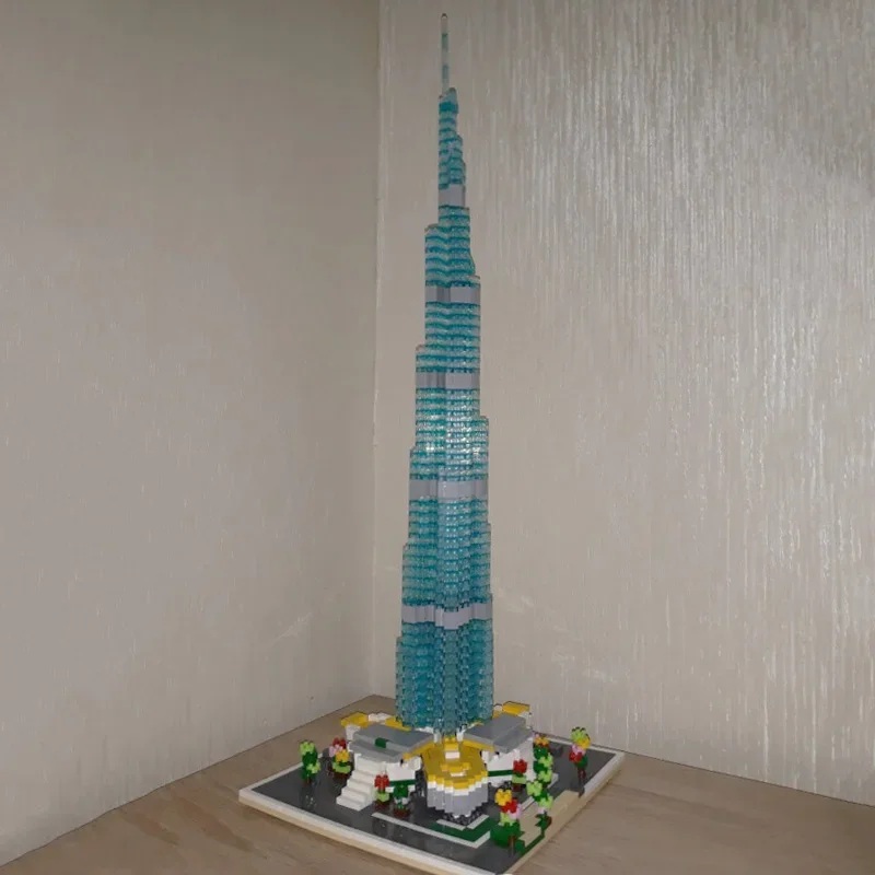 YZ 053 World Architecture Dubai Burj Khalifa Tower Square Tree Model Mini Diamond Blocks Bricks Building Toy For Children No Box