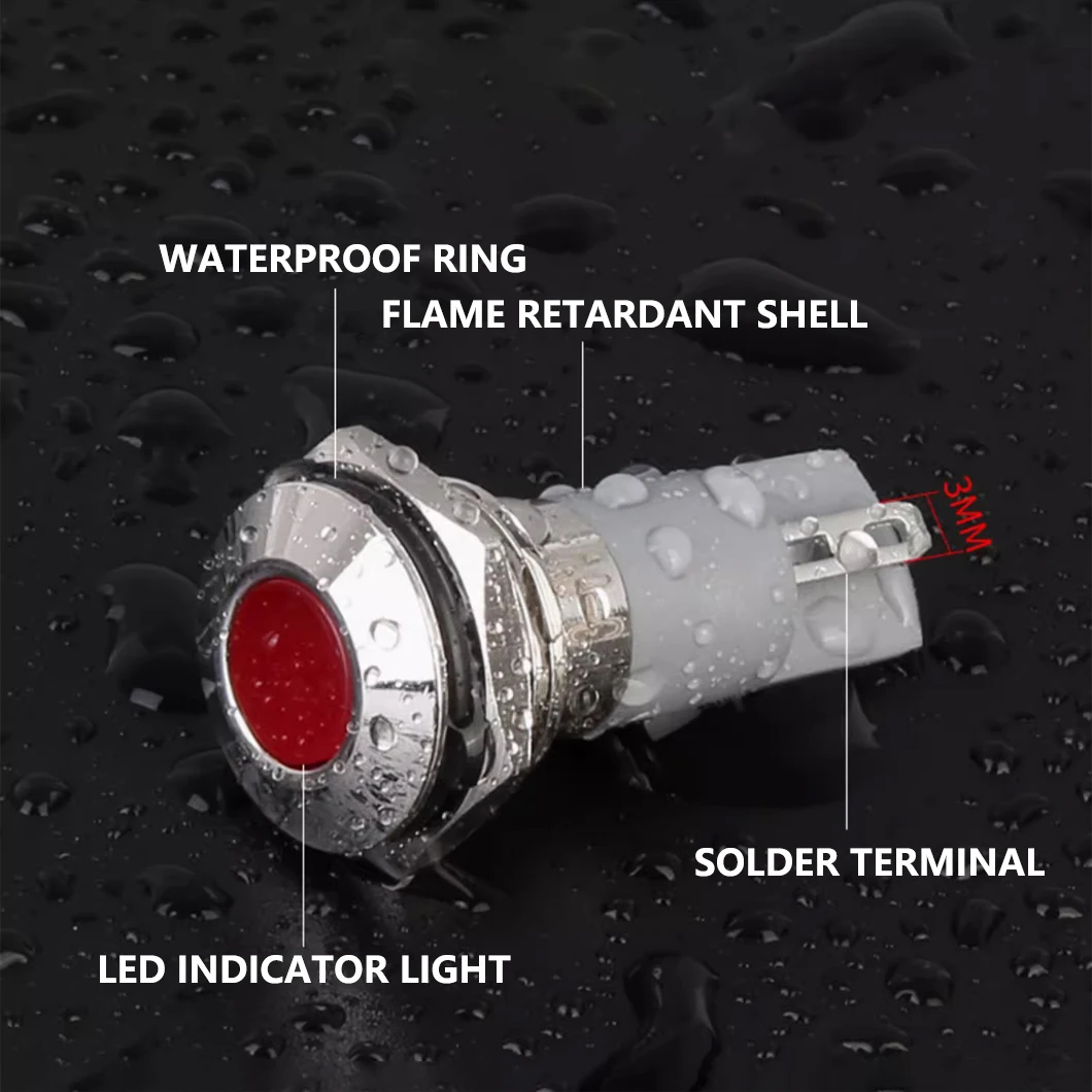 ABILKEEN 10 個 14 ミリメートル LED 金属インジケータライト AC/DC 3 〜 220V ミニ信号パイロットランプ IP65 防水工業用パイロットライト