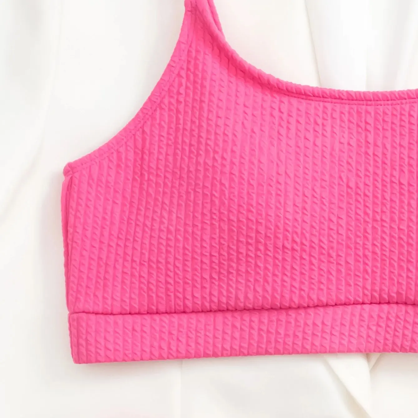 Female Swimming Suit Screw Thread Bikini Set 2 Pieces Sport Beach Suit Women Sport Bra with Triangle Shorts