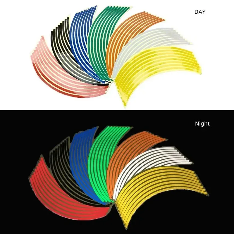 1/2/3set Motorcycle Wheel Sticker 18 Reflective Rim Stripe Tape Car Bicycle Wheel Decoration Universal Sticker For Motorcycle