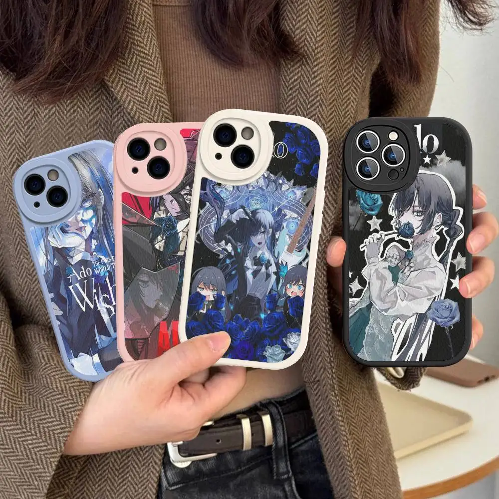 

Cartoon Ado Kyogen X Uta Leather Phone Case For IPhone 16 15 14 17 Pro Max 11 12 Mini Plus Soft Shell