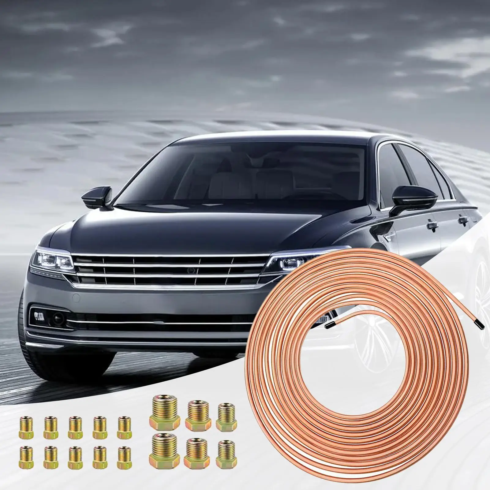 

Car Brake Line Tubing 3/16 Coated Alloy 25Ft Brake Line Fitting Kit Anti-Rust Flexible Tube Roll Fittings Connector Set For Home