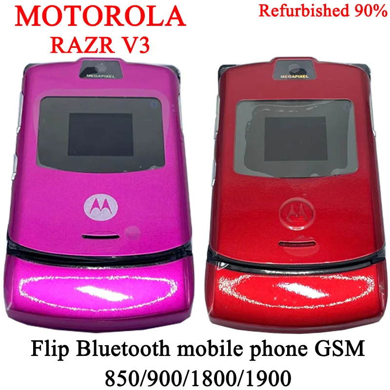 RAZR V3 MOTOROLA Refurbished 90%-Original Unlocked Clamshell Bluetooth Mobile Phone GSM 850/900/1800/1900 Phone Good Quality