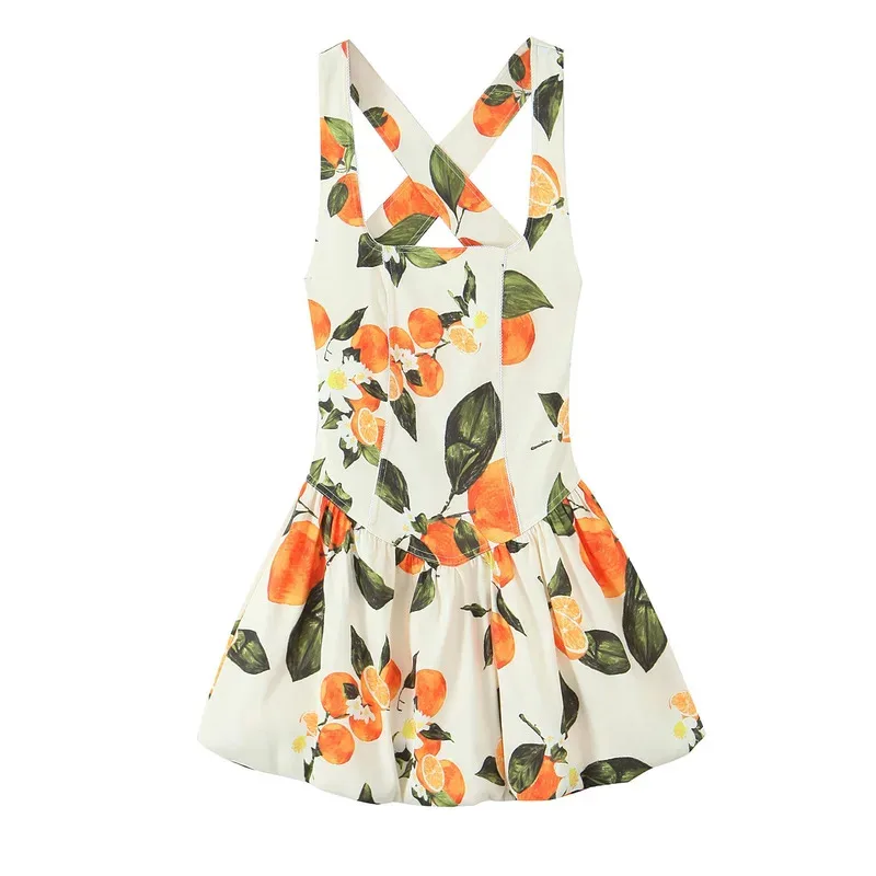 

Women's Elegant Sleeveless High Waist Mini Dress Backless Printed Suspender Summer Holiday Party Evening Fit Gown