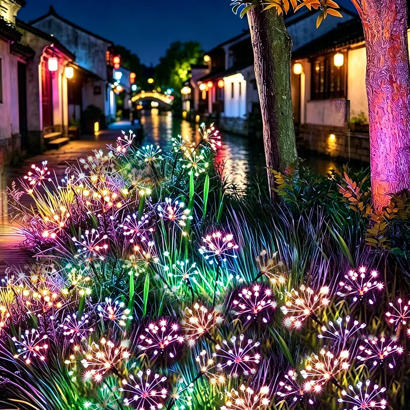 Outdoor Waterproof IP65 Flower Decor Solar Patio Lamp Solar Firework Sway Lights Atmosphere for Landscape Garden Yard