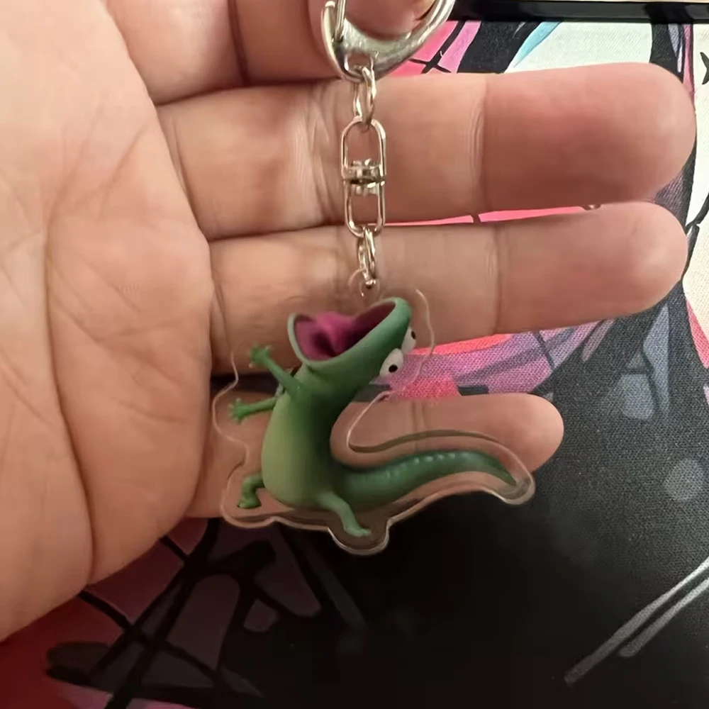 2-Piece Set of 2D New Green Funny Tongue-Out Lizard Acrylic Keychains
