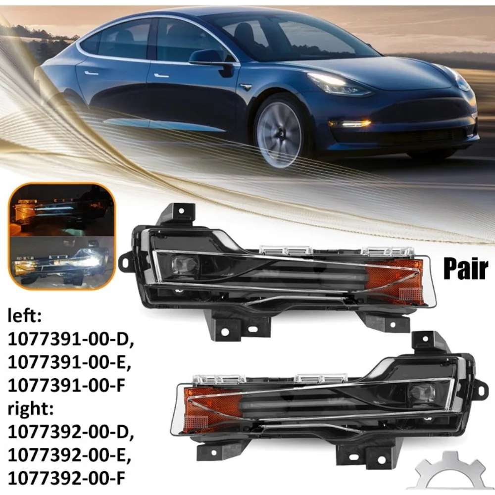 

Пара передних противотуманных фар с LED DRL (левая и правая) для Tesla Model 3 Y 2017-2023 гг.