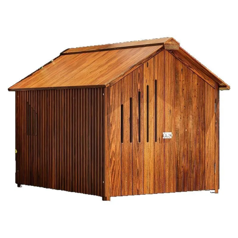 Outdoor wooden dog house kennel house villa large solid wood kennel warm rainproof pet nest enclosed cat house view 5