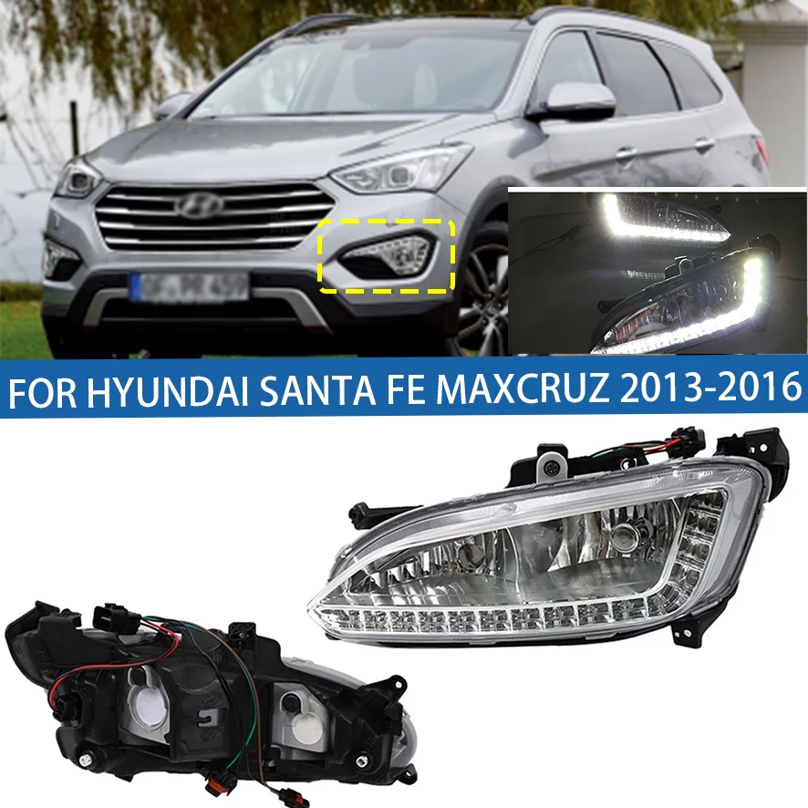

Для Hyundai Santa Fe Maxcruz 2013 2014 2015 2016, передний бампер, противотуманные фары, противотуманные фары DRL, дневные ходовые огни