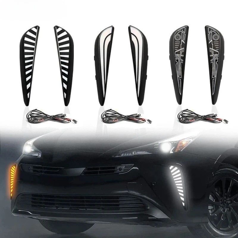 For Toyota Prius 40 Series 2019 2020 2021 Car Led Daytime Running Light Dymanic Turn Signal Front Fog Lamp Modification Daylight