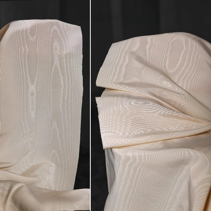 Woodgrain Moire Jacquard Fabric Subtle Sheen Textured Textile for Creative Blazer DIY Bag Fashion Designer Material