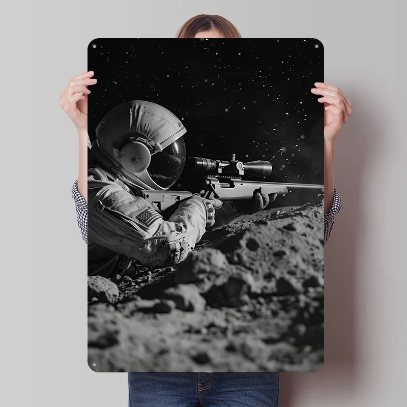 Military Moon Sniper Printed Poster Customizable Wall Art Retro Vintage Metal Tin Signs for Home Room House Decor Man Cave Items