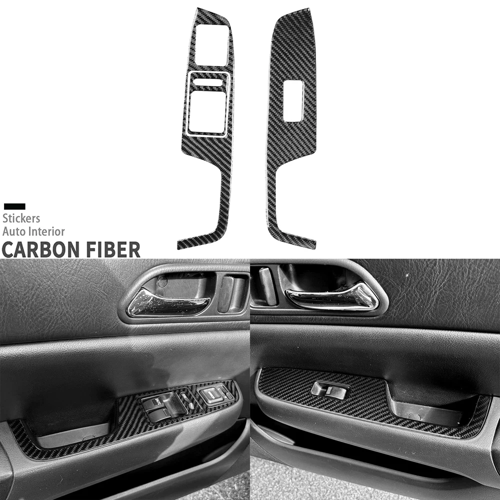 7Pcs Real Carbon Fiber Full Interior Dash Central Console Window Lift Trim Kits For Honda Prelude 1997 1998 1999 2000 2001