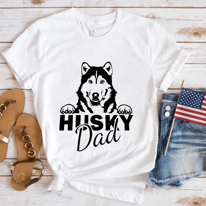 Husky Dog Siberian Husky Mom Dad Dog T Shirt Women Funny Husky Face Head Graphic Summer T-Shirts Fashion Tee Harajuku Streetwear