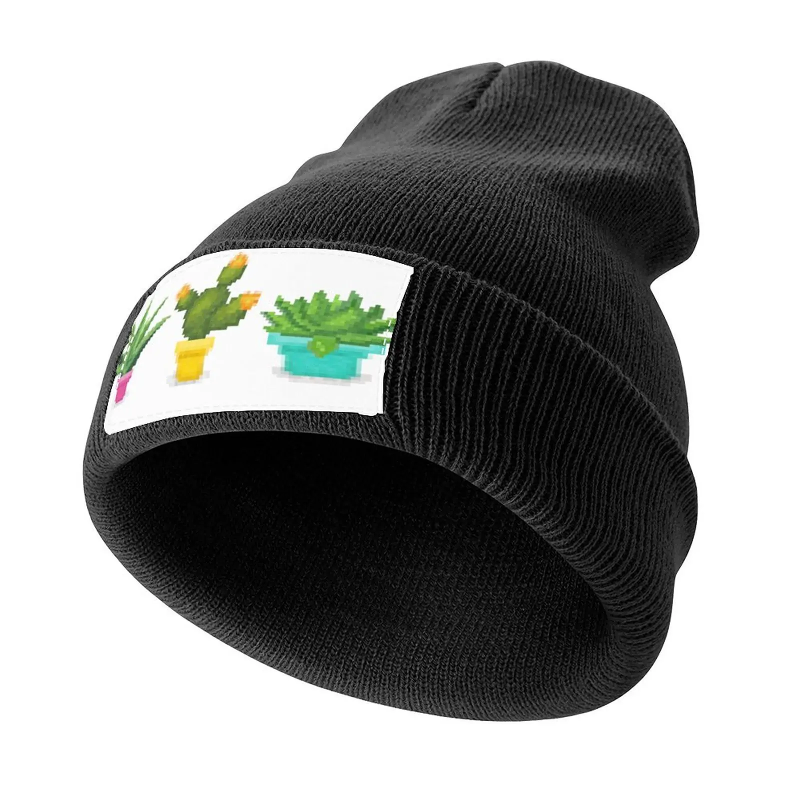 

Retro Pixel Art Cactus Plant Design Knitted Cap hard hat Beach Mens Tennis Women's