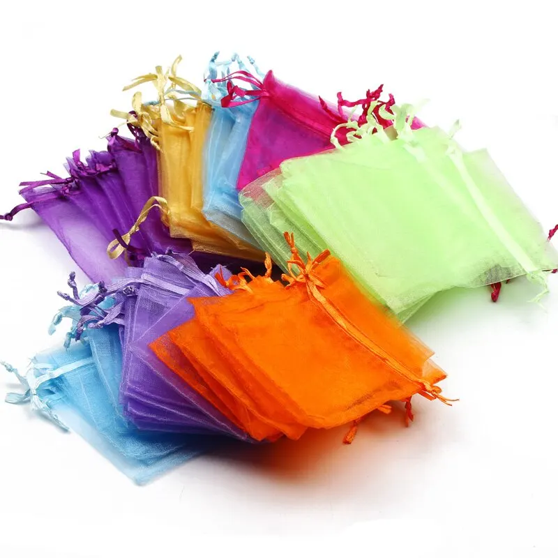 50pcs/Lot Multicolor Jewelry Packaging Bag 7*9 11*16 15*20cm Organza Bags Gift Storage Wedding Drawstring Pouches Wholesales