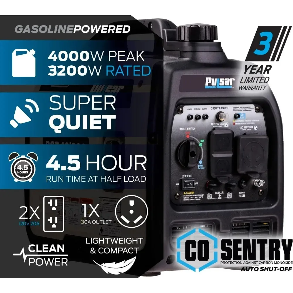 Ultra Light Quiet 4000W Portable Gas Inverter Generator