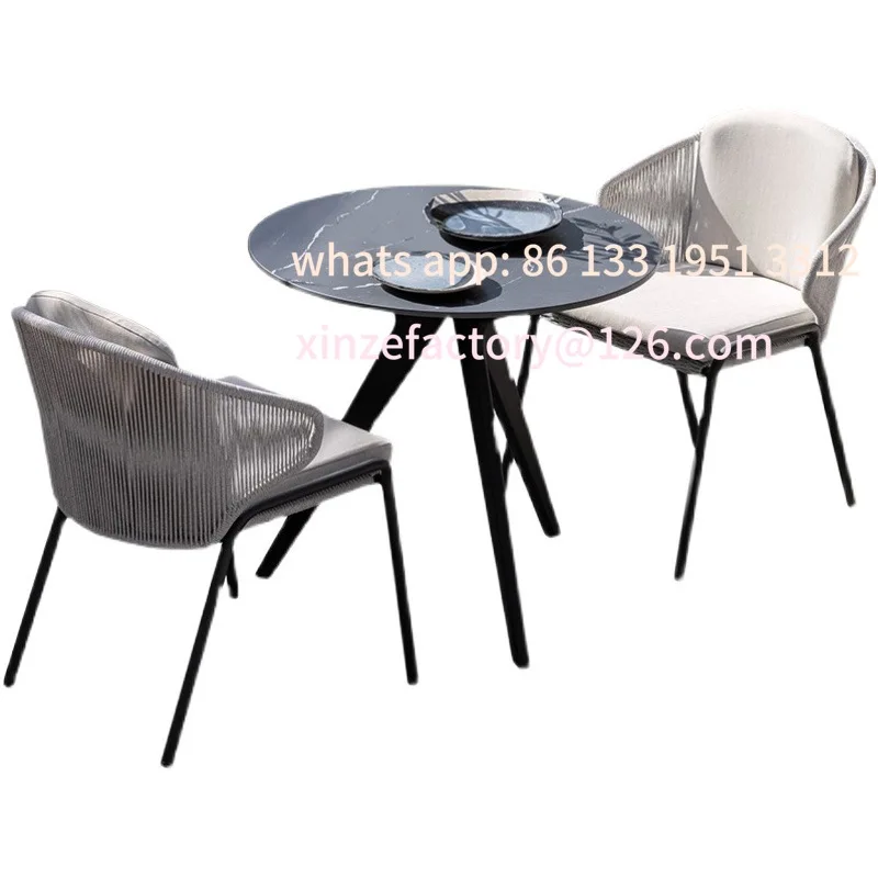 

Customizable Nordic outdoor tables and chairs balcony courtyard garden waterproof and sunscreen leisure open-air rattan chairs c